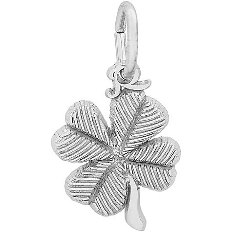 14K White Gold Four Leaf Clover Accent Charm by Rembrandt Charms 14K White Gold Four Leaf Clover Accent Charm by Rembrandt Charms