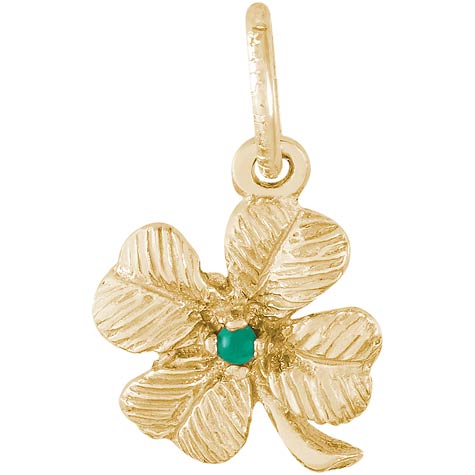 10K Gold 4 Leaf Clover Bead Accent Charm by Rembrandt Charms 10K Gold 4 Leaf Clover Bead Accent Charm by Rembrandt Charms