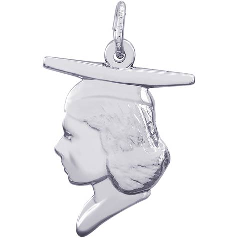 14k White Gold Female Graduate Head Charm by Rembrandt Charms 14k White Gold Female Graduate Head Charm by Rembrandt Charms