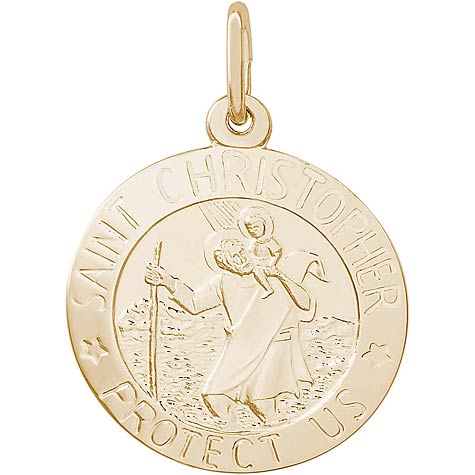 10K Gold Saint Christopher Disc Charm by Rembrandt Charms 10K Gold Saint Christopher Disc Charm by Rembrandt Charms