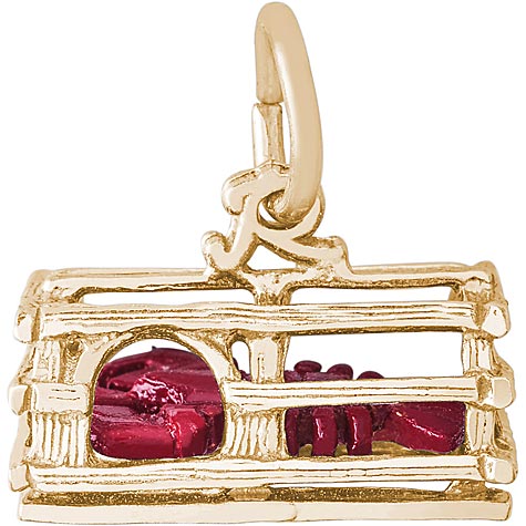 Gold Plate Lobster in Trap Charm by Rembrandt Charms Gold Plate Lobster in Trap Charm by Rembrandt Charms