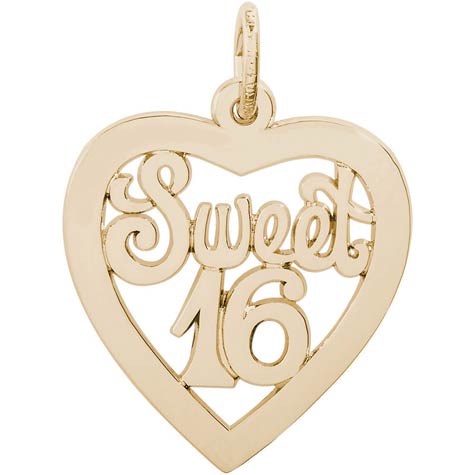 10K Gold Sweet Sixteen Open Heart Charm by Rembrandt Charms 10K Gold Sweet Sixteen Open Heart Charm by Rembrandt Charms
