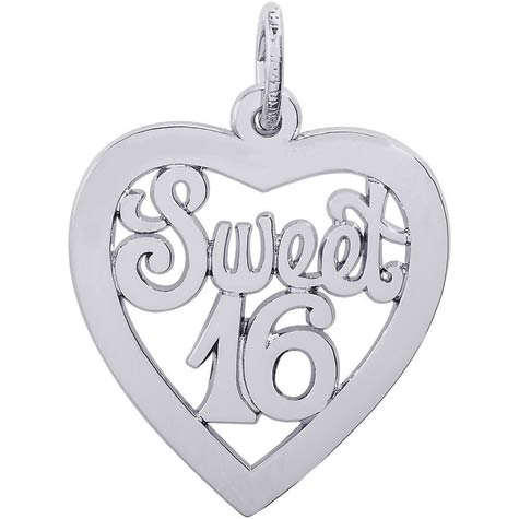 14K White Gold Sweet Sixteen Open Heart Charm by Rembrandt Charms 14K White Gold Sweet Sixteen Open Heart Charm by Rembrandt Charms