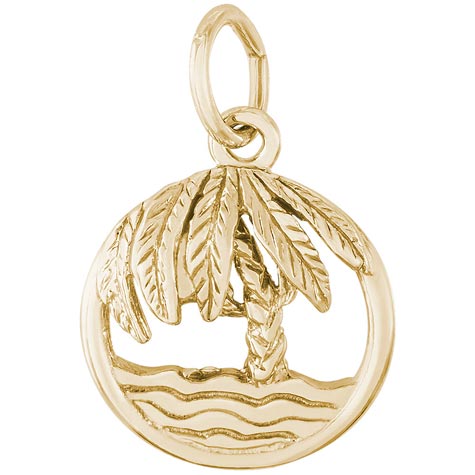 14K Gold Beach and Palm Tree Charm by Rembrandt Charms 14K Gold Beach and Palm Tree Charm by Rembrandt Charms