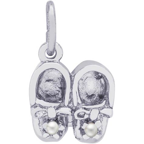 Sterling Silver Pearl Baby Booties Accent Charm by Rembrandt Charms Sterling Silver Pearl Baby Booties Accent Charm by Rembrandt Charms
