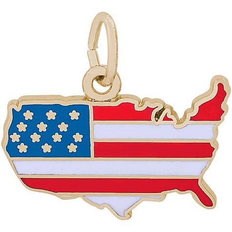 14k Gold USA Map Red White and Blue Charm 14k Gold USA Map Red White and Blue Charm