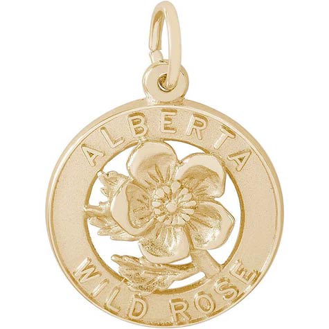 14K Gold Alberta Canada Wild Rose Charm by Rembrandt Charms 14K Gold Alberta Canada Wild Rose Charm by Rembrandt Charms