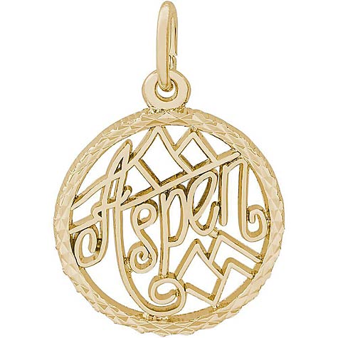 14K Gold Aspen, Colorado Faceted Charm by Rembrandt Charms 14K Gold Aspen, Colorado Faceted Charm by Rembrandt Charms