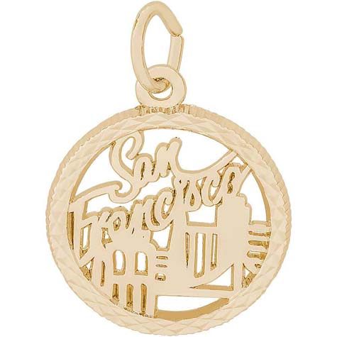 14K Gold San Francisco Faceted Charm by Rembrandt Charms 14K Gold San Francisco Faceted Charm by Rembrandt Charms