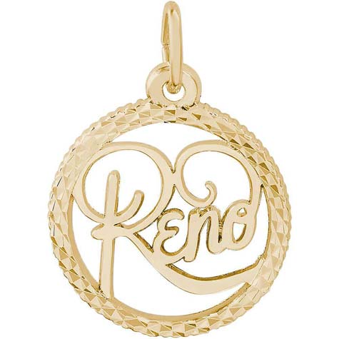 14K Gold Reno Nevada Faceted Charm by Rembrandt Charms 14K Gold Reno Nevada Faceted Charm by Rembrandt Charms