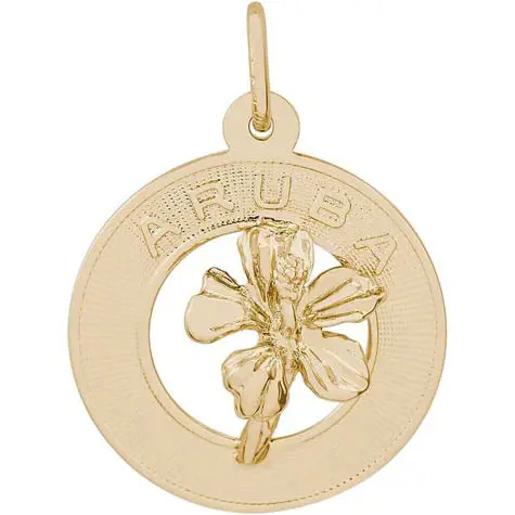 14K Gold Aruba Hibiscus Ring Charm by Rembrandt Charms 14K Gold Aruba Hibiscus Ring Charm by Rembrandt Charms