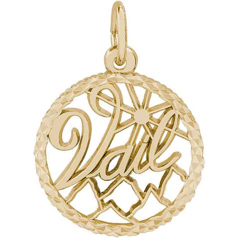 14K Gold Vail, Colorado Faceted Charm by Rembrandt Charms 14K Gold Vail, Colorado Faceted Charm by Rembrandt Charms