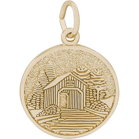 14K Gold Covered Bridge Charm by Rembrandt Charms 14K Gold Covered Bridge Charm by Rembrandt Charms