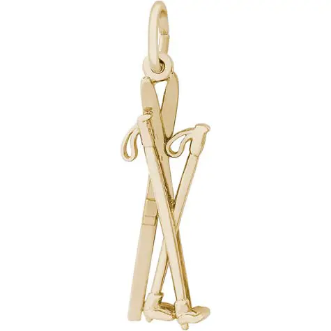 14K Gold Cross Country Skis Charm by Rembrandt Charms 14K Gold Cross Country Skis Charm by Rembrandt Charms