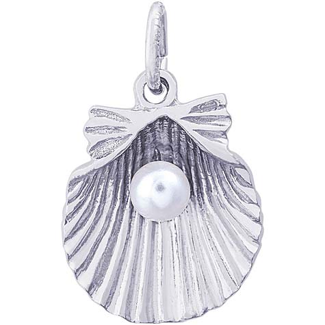 Sterling Silver Clamshell with Pearl Charm by Rembrandt Charms Sterling Silver Clamshell with Pearl Charm by Rembrandt Charms