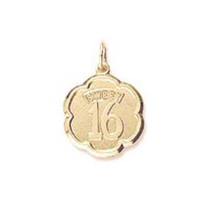 14K Gold Sweet Sixteen Scalloped Disc by Rembrandt Charms 14K Gold Sweet Sixteen Scalloped Disc by Rembrandt Charms