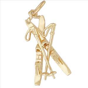 14K Gold Downhill Skis with Poles Charm by Rembrandt Charms 14K Gold Downhill Skis with Poles Charm by Rembrandt Charms