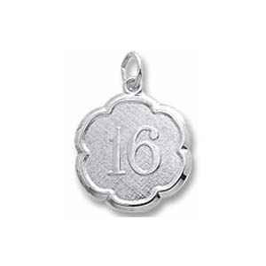 Sterling Silver Number Sixteen Scalloped Charm by Rembrandt Charms Sterling Silver Number Sixteen Scalloped Charm by Rembrandt Charms