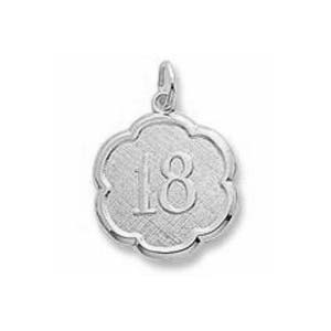 Sterling Silver Number Eighteen Scalloped Charm by Rembrandt Charms Sterling Silver Number Eighteen Scalloped Charm by Rembrandt Charms