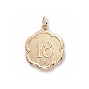 10K Gold Number Eighteen Scalloped Charm by Rembrandt Charms 10K Gold Number Eighteen Scalloped Charm by Rembrandt Charms