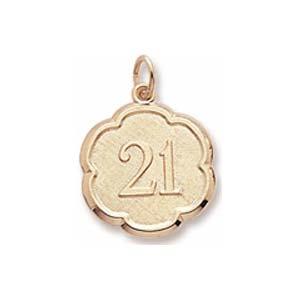 10K Gold Number 21 Scalloped Disc Charm by Rembrandt Charms 10K Gold Number 21 Scalloped Disc Charm by Rembrandt Charms