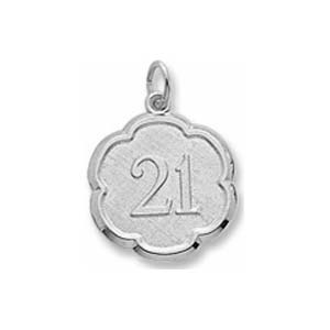 Sterling Silver Number 21 Scalloped Disc Charm by Rembrandt Charms Sterling Silver Number 21 Scalloped Disc Charm by Rembrandt Charms