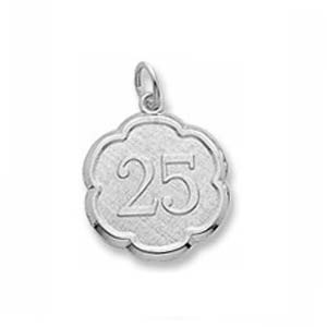Sterling Silver Number 25 Scalloped Disc Charm by Rembrandt Charms Sterling Silver Number 25 Scalloped Disc Charm by Rembrandt Charms
