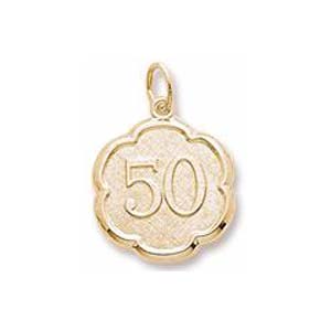 Gold Plate Number Fifty Scalloped Charm by Rembrandt Charms Gold Plate Number Fifty Scalloped Charm by Rembrandt Charms