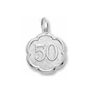14K White Gold Number Fifty Scalloped Charm by Rembrandt Charms 14K White Gold Number Fifty Scalloped Charm by Rembrandt Charms
