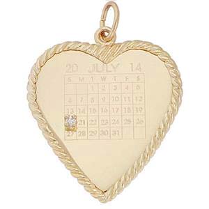 14K Gold Diamond Heart Calendar Charm by Rembrandt Charms 14K Gold Diamond Heart Calendar Charm by Rembrandt Charms