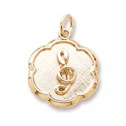 Gold Plate Treble Clef Scalloped Charm by Rembrandt Charms Gold Plate Treble Clef Scalloped Charm by Rembrandt Charms
