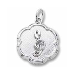 14K White Gold Treble Clef Scalloped Charm by Rembrandt Charms 14K White Gold Treble Clef Scalloped Charm by Rembrandt Charms