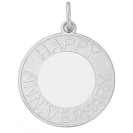 Sterling Silver Happy Anniversary Disc Charm by Rembrandt Charms Sterling Silver Happy Anniversary Disc Charm by Rembrandt Charms