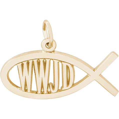14K Gold WWJD Fish Charm by Rembrandt Charms 14K Gold WWJD Fish Charm by Rembrandt Charms
