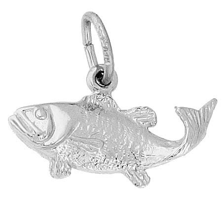 14K White Gold Bass Fish Charm by Rembrandt Charms 14K White Gold Bass Fish Charm by Rembrandt Charms
