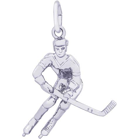 14K White Gold Male Hockey Player Charm by Rembrandt Charms 14K White Gold Male Hockey Player Charm by Rembrandt Charms