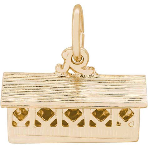 14K Gold Covered Bridge Charm by Rembrandt Charms 14K Gold Covered Bridge Charm by Rembrandt Charms