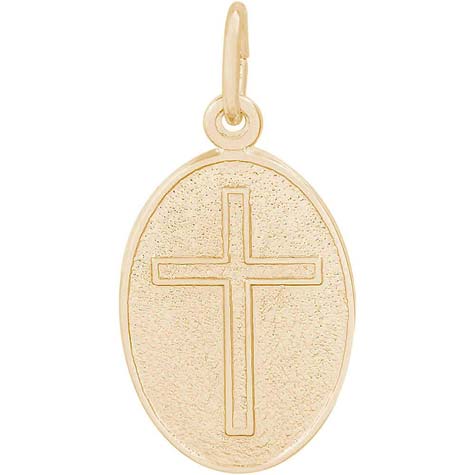 14K Gold Cross Oval Disc Charm by Rembrandt Charms 14K Gold Cross Oval Disc Charm by Rembrandt Charms