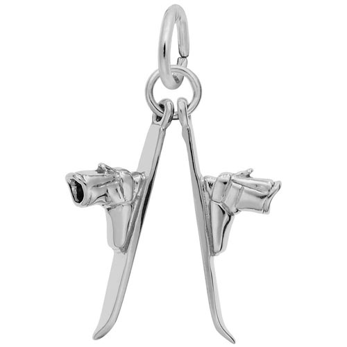 Sterling Silver Pair of Skis Charm by Rembrandt Charms Sterling Silver Pair of Skis Charm by Rembrandt Charms