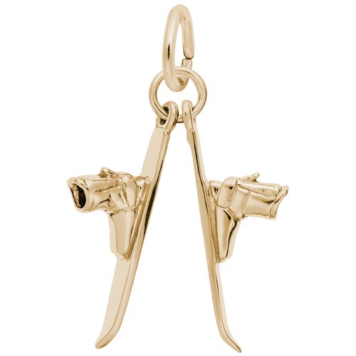 Gold Plate Pair of Skis Charm by Rembrandt Charms Gold Plate Pair of Skis Charm by Rembrandt Charms