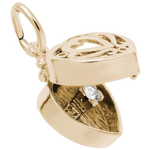 14K Gold Heart Engagement Ring Box Charm by Rembrandt Charms 14K Gold Heart Engagement Ring Box Charm by Rembrandt Charms