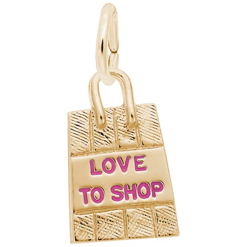 14K Gold Love To Shop Bag Charm by Rembrandt Charms 14K Gold Love To Shop Bag Charm by Rembrandt Charms