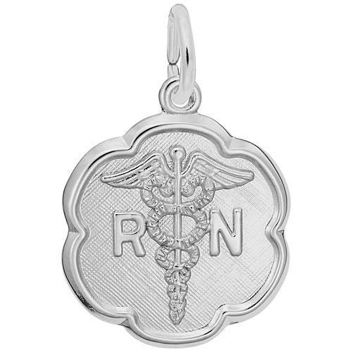14k White Gold RN Caduceus Scalloped Charm by Rembrandt Charms 14k White Gold RN Caduceus Scalloped Charm by Rembrandt Charms