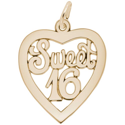 Gold Plate Sweet Sixteen Open Heart Charm by Rembrandt Charms Gold Plate Sweet Sixteen Open Heart Charm by Rembrandt Charms