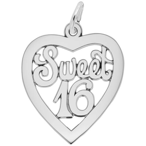 Sterling Silver Sweet Sixteen Open Heart Charm by Rembrandt Charms Sterling Silver Sweet Sixteen Open Heart Charm by Rembrandt Charms