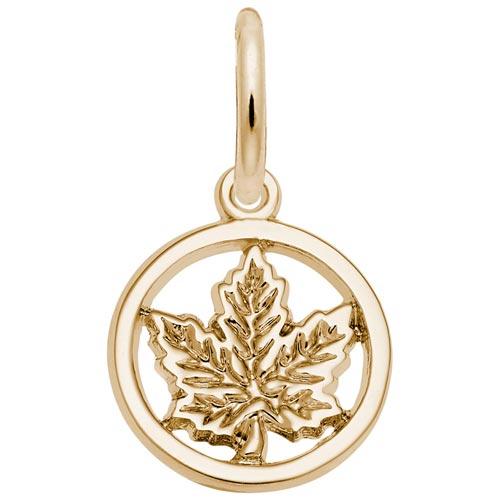 14K Gold Ringed Maple Leaf Accent Charm by Rembrandt Charms 14K Gold Ringed Maple Leaf Accent Charm by Rembrandt Charms