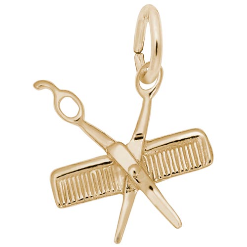 Gold Plate Small Comb and Scissors Charm by Rembrandt Charms Gold Plate Small Comb and Scissors Charm by Rembrandt Charms