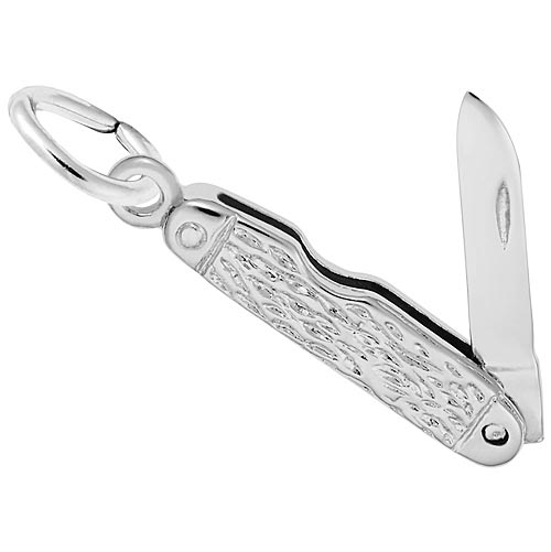 14K White Gold Pocket Knife Charm Pendant by Rembrandt Charms 14K White Gold Pocket Knife Charm Pendant by Rembrandt Charms