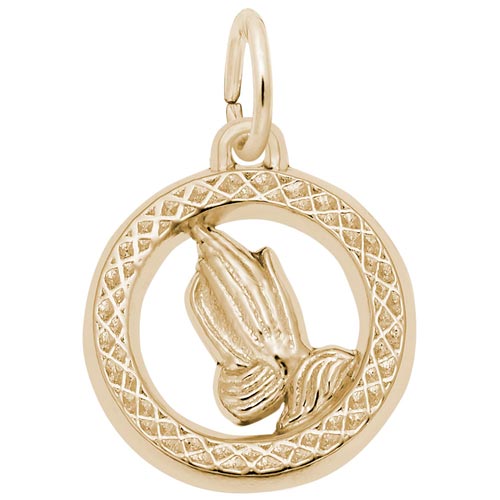 14K Gold Small Praying Hands Disc Charm by Rembrandt Charms 14K Gold Small Praying Hands Disc Charm by Rembrandt Charms